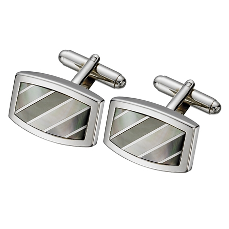 Mother of Pearl Inlaid Steel Cufflinks - Click Image to Close